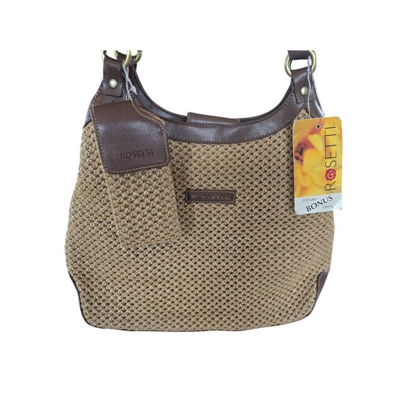 Y2K Rosetti 3 Piece Boho Woven Brown Shoulder Bag Set NWT Coconut Girl Deadstock - Picture 8 of 8